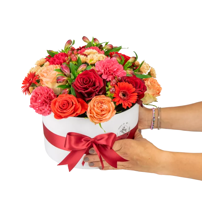 Box červených květin